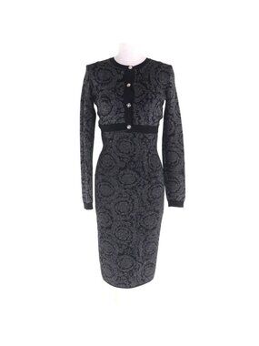 Versace 2023 Medusa Barocco Lurex Knit Cardigan Cami Dress
